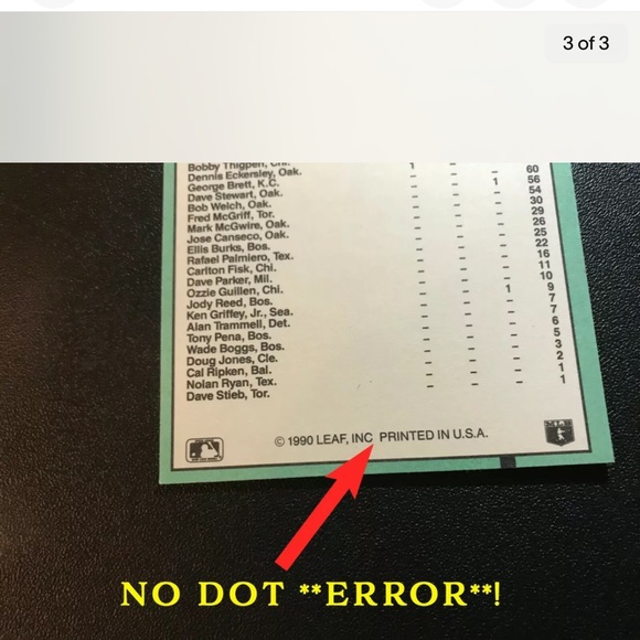 Rickey Henderson error baseball card - Picture 4 of 5